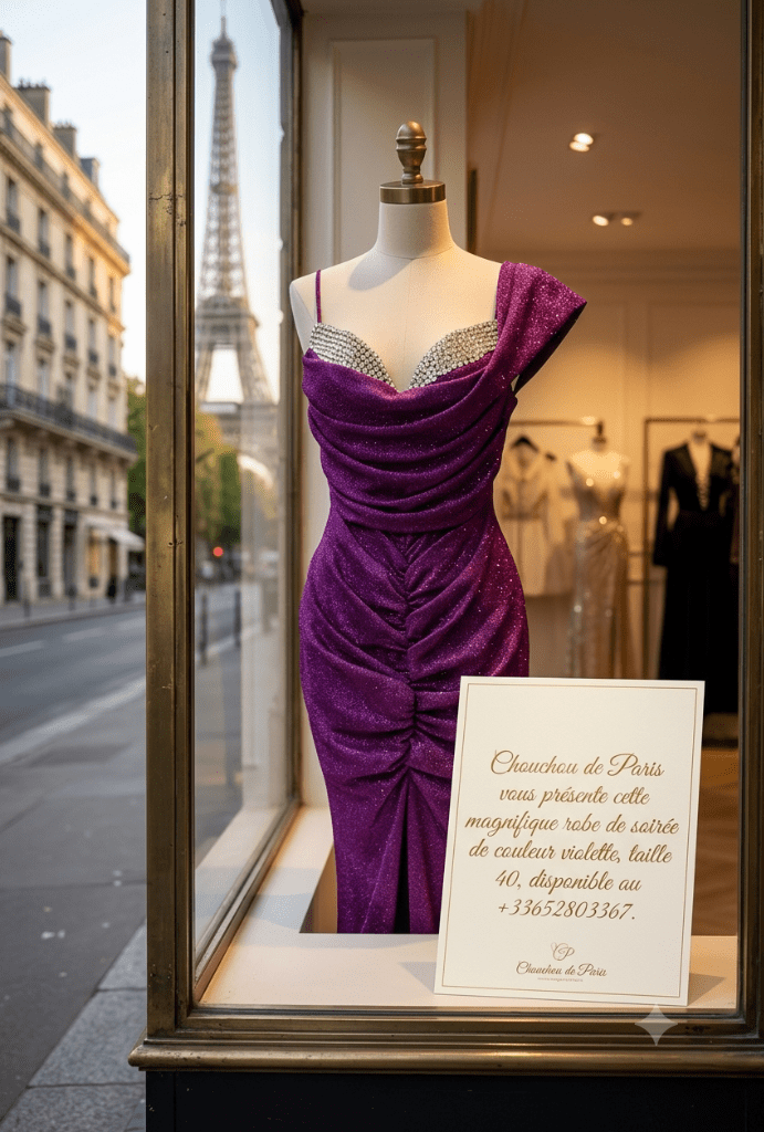 Robe de soirée longue couleur violette taille 38,40   prix 120€