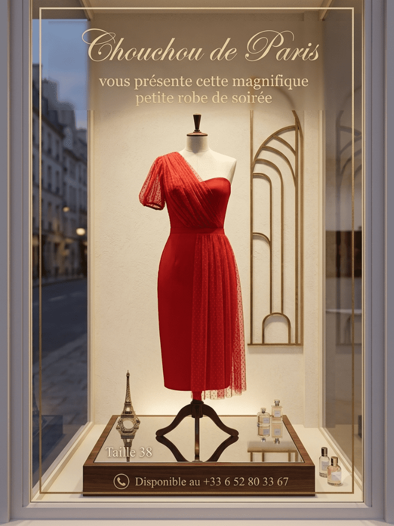 petite robe de soirée de couleur rouge taille 38.  prix 70€.