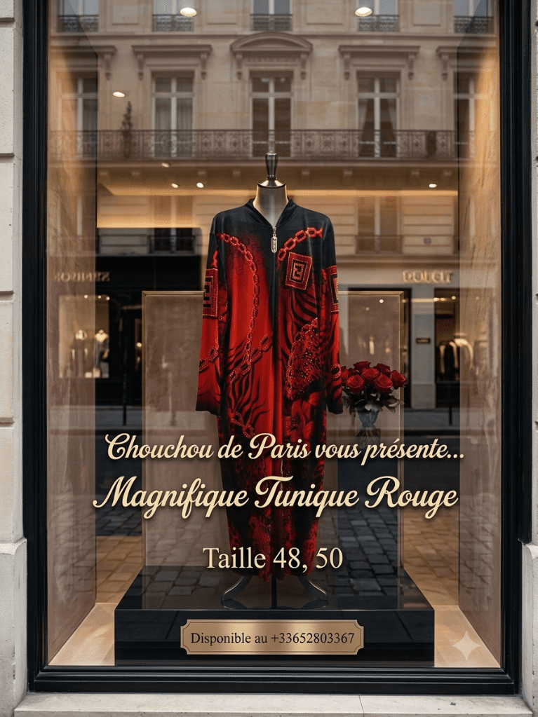 Tunique femme de couleur rouge taille 48,50   prix 130€