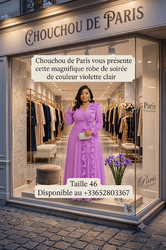 Robe de soirée longue couleur violette taille 46 Disponible au +33652803367.  prix 150€