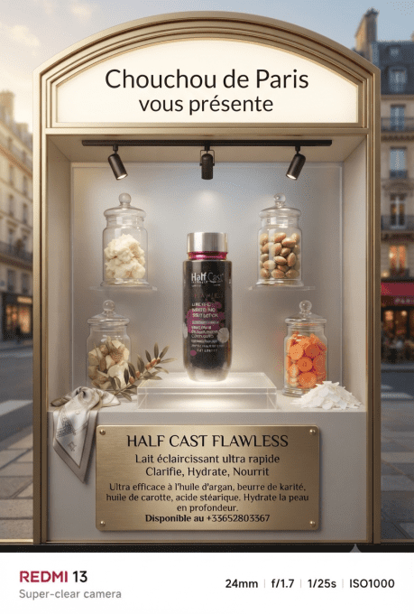 Half Cast FLAWLESS Lait éclaircissant ultra rapide.